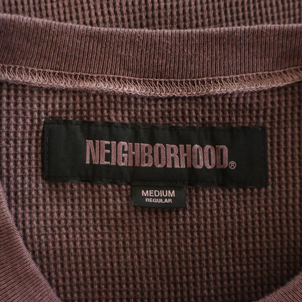 NEIGHBORHOOD(ネイバーフッド) 25SS PIGMENT DYED WAFFLE FABRIC CREWNECK LS サーマル ロングスリーブカットソー ピンク 251FPNH-CSM15
