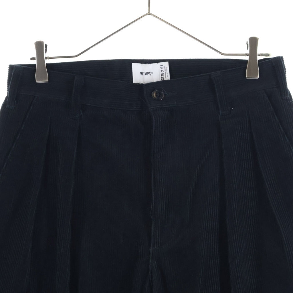 WTAPS(ダブルタップス) 24AW TRDT1802/TROUSERS/COTTON. CORDUROY コーデュロイ ツータック パンツ ブラック 242TQDT-PTM02