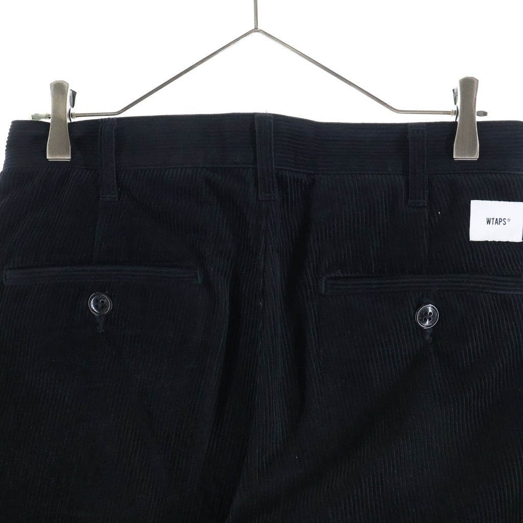 WTAPS(ダブルタップス) 24AW TRDT1802/TROUSERS/COTTON. CORDUROY コーデュロイ ツータック パンツ ブラック 242TQDT-PTM02