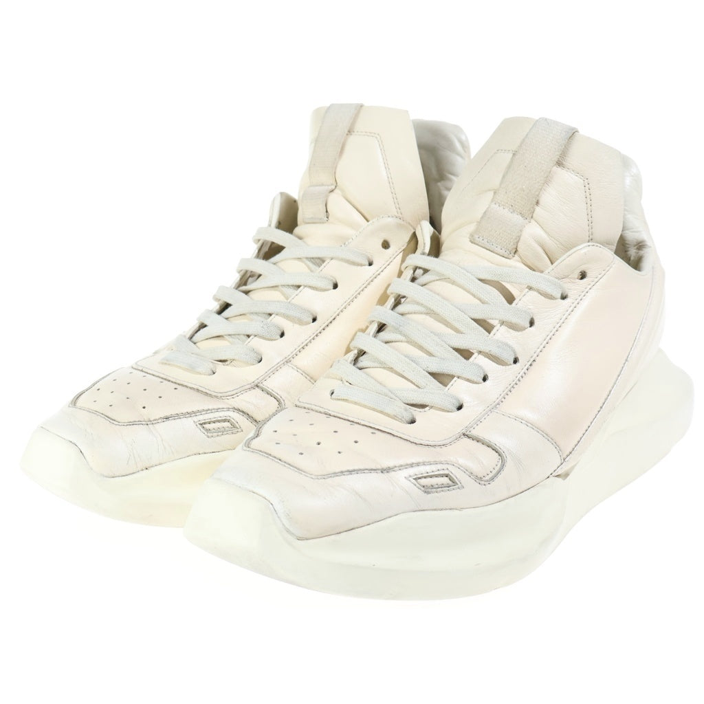 Rick Owens(リックオウエンス) GETH RUNNER ゲスランナー レザー ローカットスニーカー クリーム 01B1814