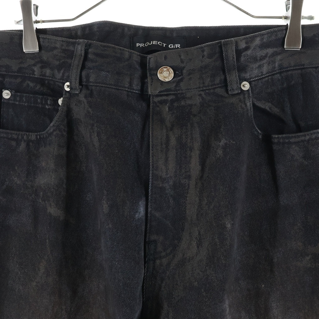 PROJECT G/R(プロジェクトジーアール) COATING PANTS コーティング フレアパンツ ブラック