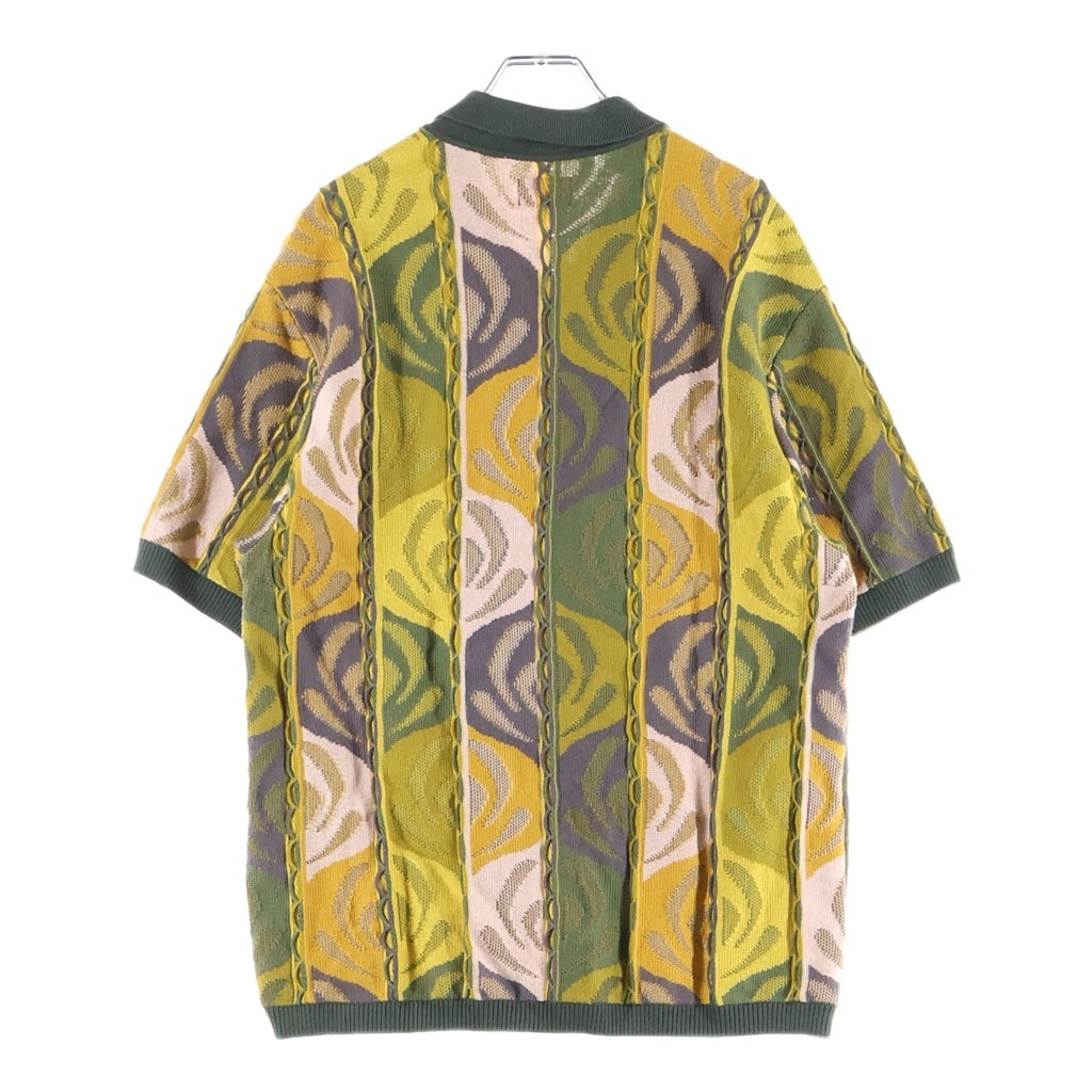 SUPREME(シュプリーム) 22SS Abstract Textured Zip Up Polo アブストラクト テクスチャー ジップアップ 半袖ポロシャツ イエロー/グリーン