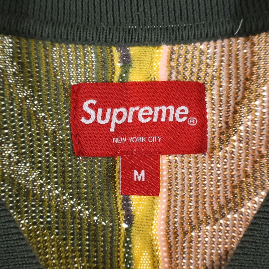 SUPREME(シュプリーム) 22SS Abstract Textured Zip Up Polo アブストラクト テクスチャー ジップアップ 半袖ポロシャツ イエロー/グリーン