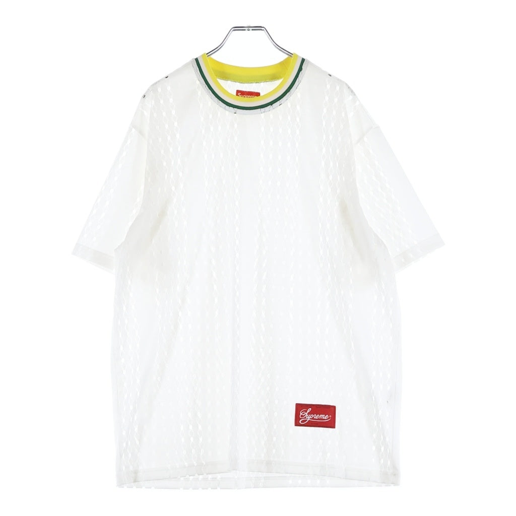 SUPREME(シュプリーム) 22SS Perforated Stripe Warm Up Top パーフォレイティドストライプウォームアップトップ メッシュ Tシャツ ホワイト