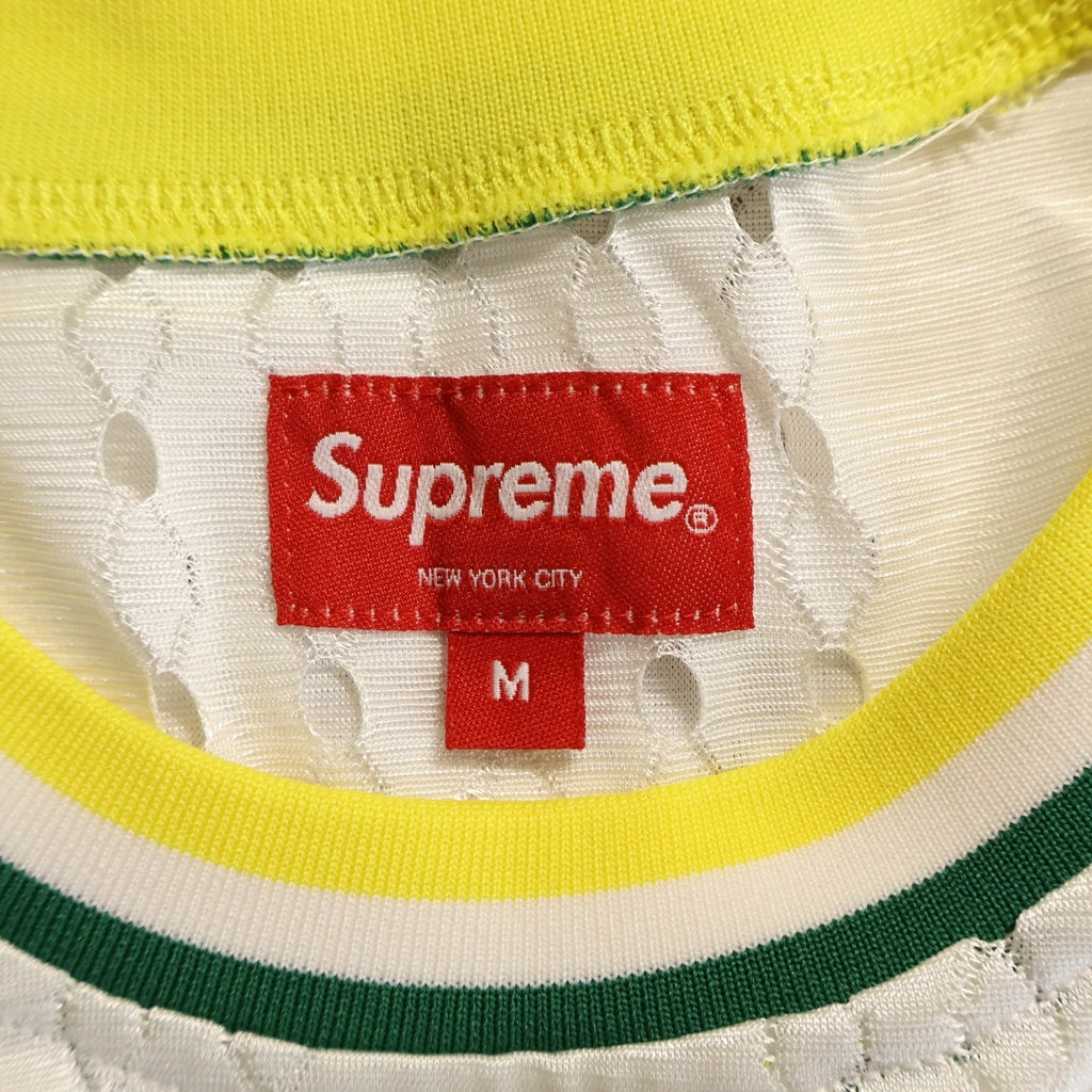 SUPREME(シュプリーム) 22SS Perforated Stripe Warm Up Top パーフォレイティドストライプウォームアップトップ メッシュ Tシャツ ホワイト
