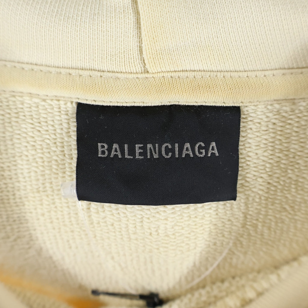 BALENCIAGA(バレンシアガ) 22AW Embroidered Logo Pullover Hoodie ロゴ エンブロイダリー プルオーバーパーカー アイボリー 600583 TMVF5