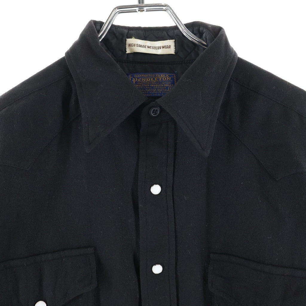 PENDLETON(ペンドルトン) VINTAGE 70s 黒 ウール ウエスタン 長袖シャツ ブラック