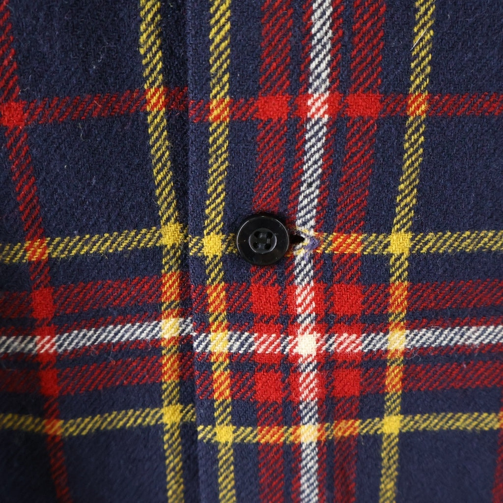 PENDLETON(ペンドルトン) VINTAGE 60s 黒ラッカー ダブルフラップ ボードシャツ 開襟 ウール 長袖シャツ チェック ネイビー