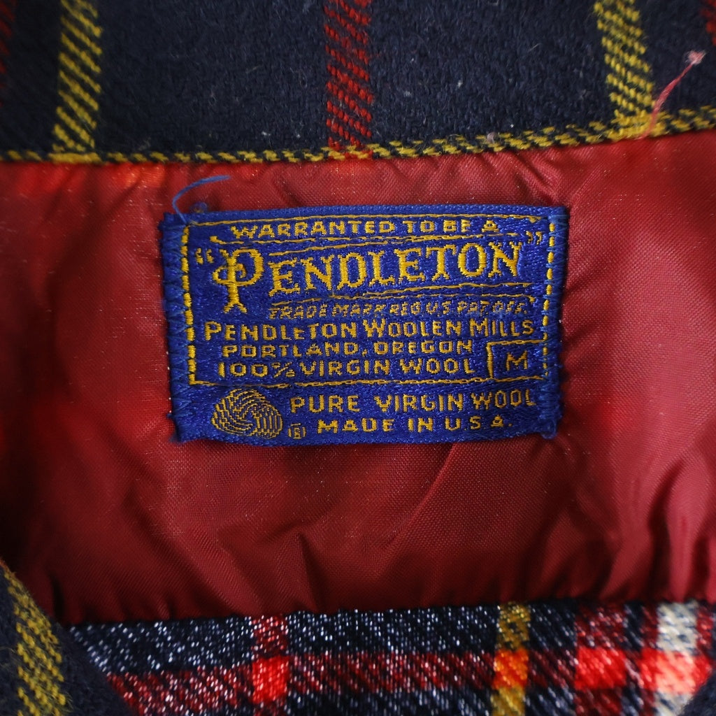 PENDLETON(ペンドルトン) VINTAGE 60s 黒ラッカー ダブルフラップ ボードシャツ 開襟 ウール 長袖シャツ チェック ネイビー