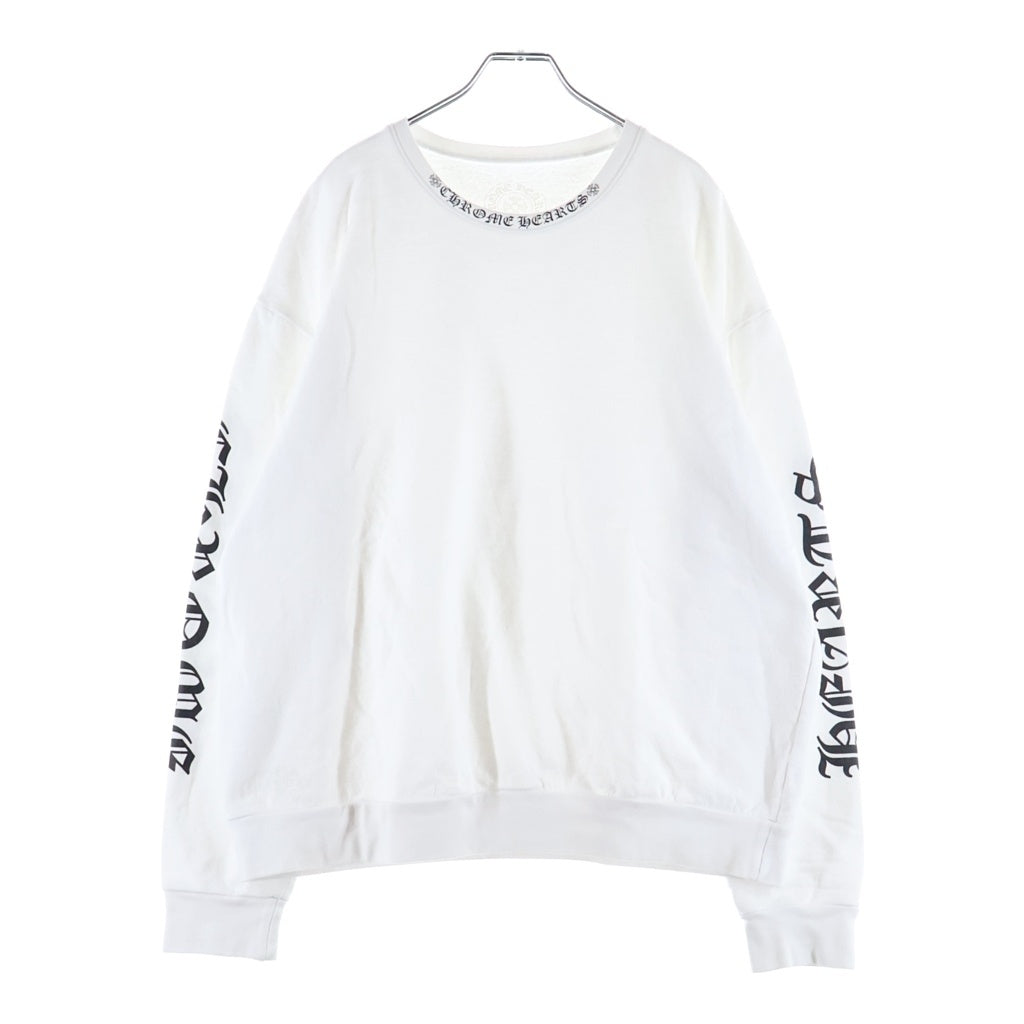 CHROME HEARTS(クロムハーツ) NECK LOGO CREWNECK SWEATSHIRT ネックロゴ クルーネック スウェットトレーナー ホワイト