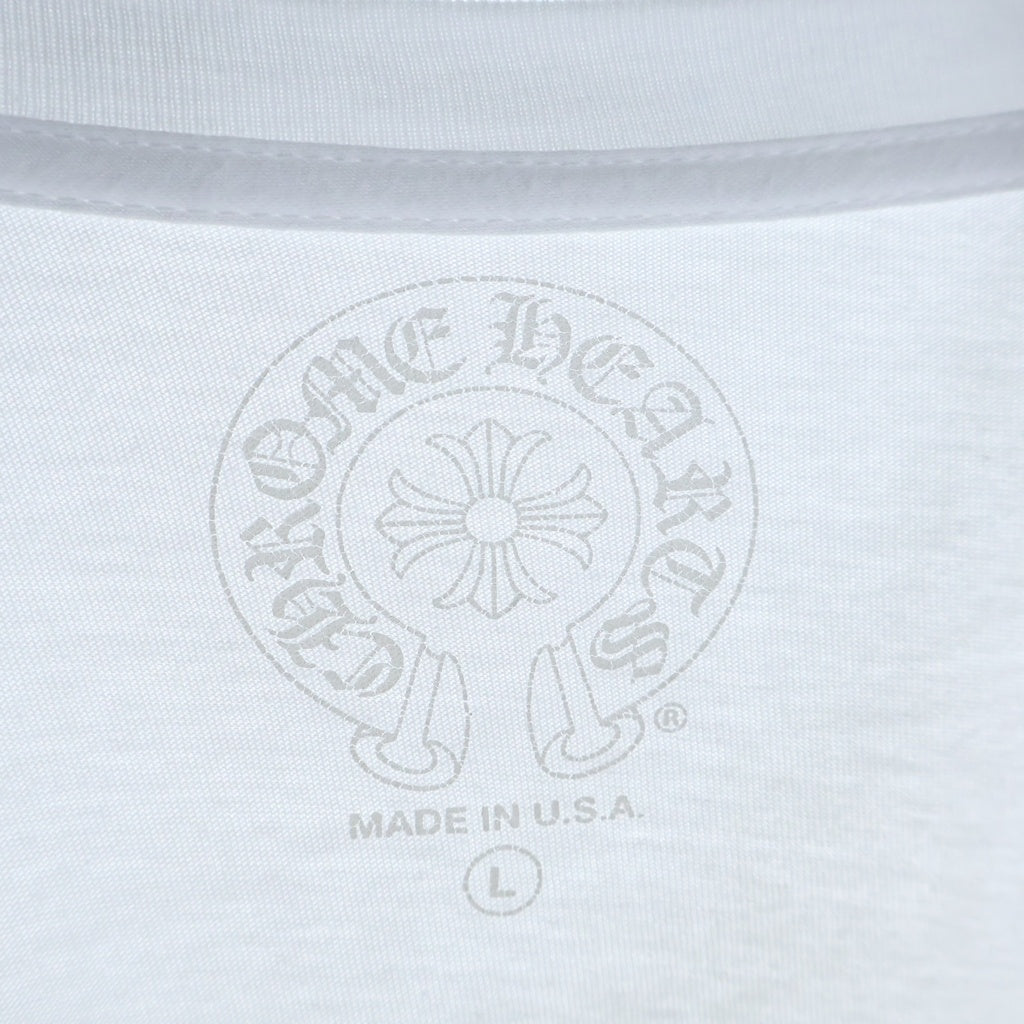CHROME HEARTS(クロムハーツ) FLOLAL CROSS HORSESHOE L/S Tee フローラルクロス バックホースシュープリント 長袖Tシャツ ホワイト