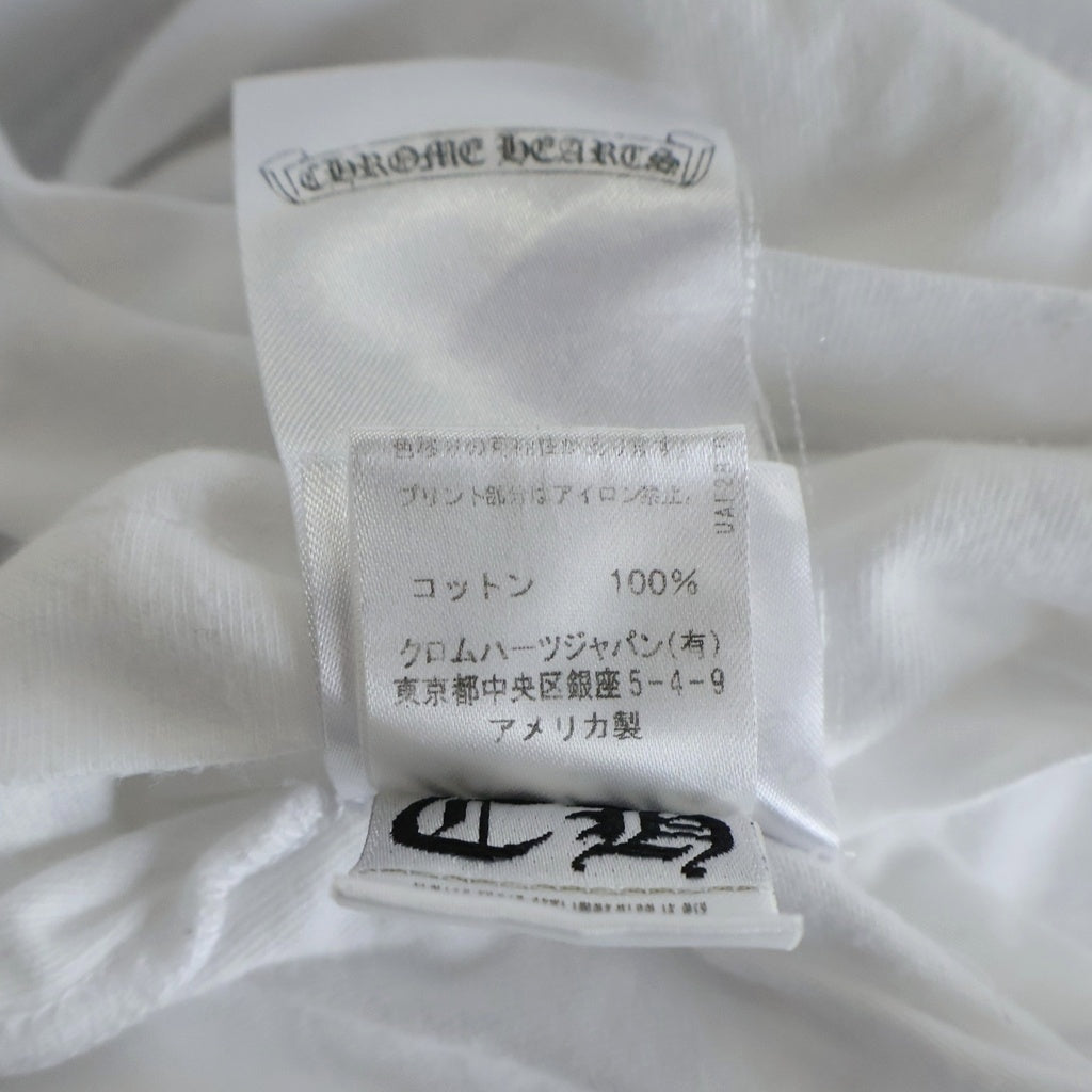 CHROME HEARTS(クロムハーツ) FLOLAL CROSS HORSESHOE L/S Tee フローラルクロス バックホースシュープリント 長袖Tシャツ ホワイト