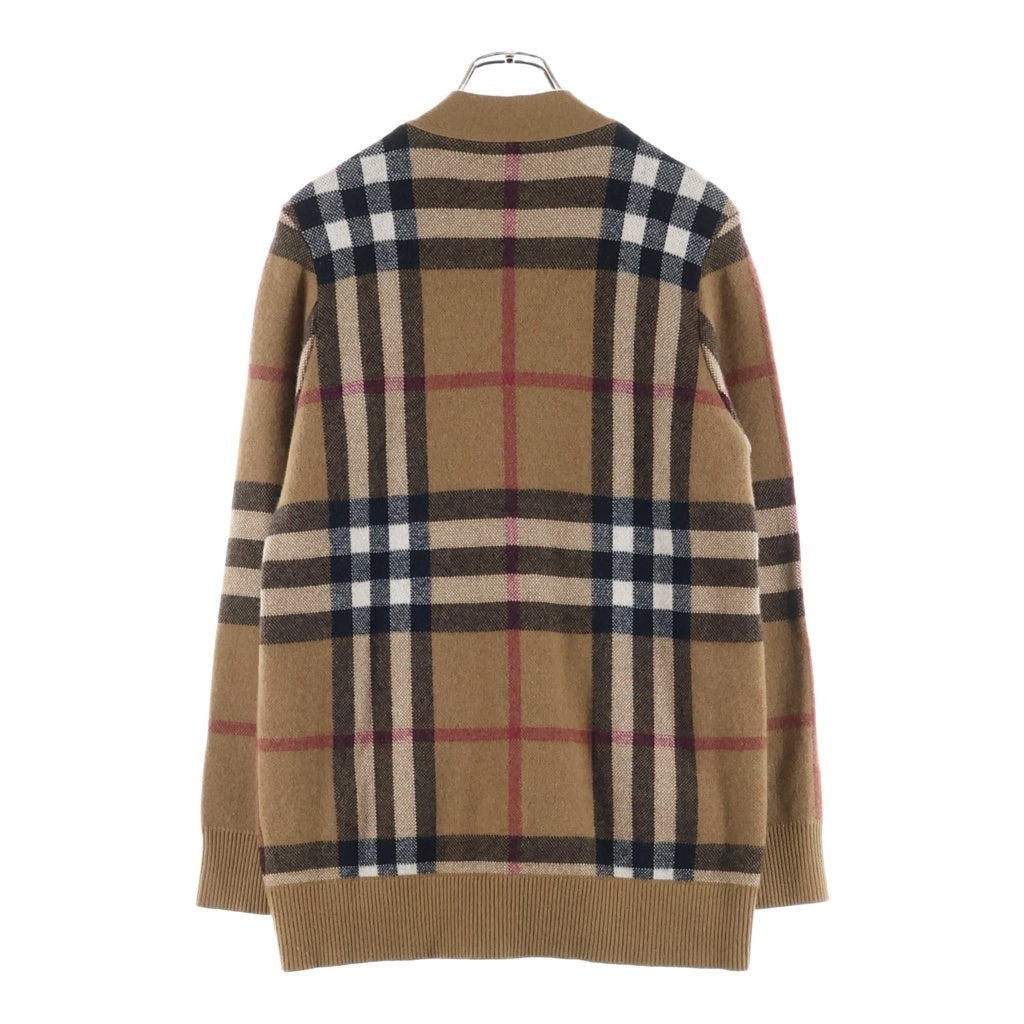BURBERRY(バーバリー) ウールカシミア ノチェック柄ニットカーディガン ベージュ レディース 8043372
