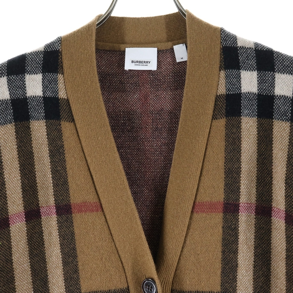 BURBERRY(バーバリー) ウールカシミア ノチェック柄ニットカーディガン ベージュ レディース 8043372