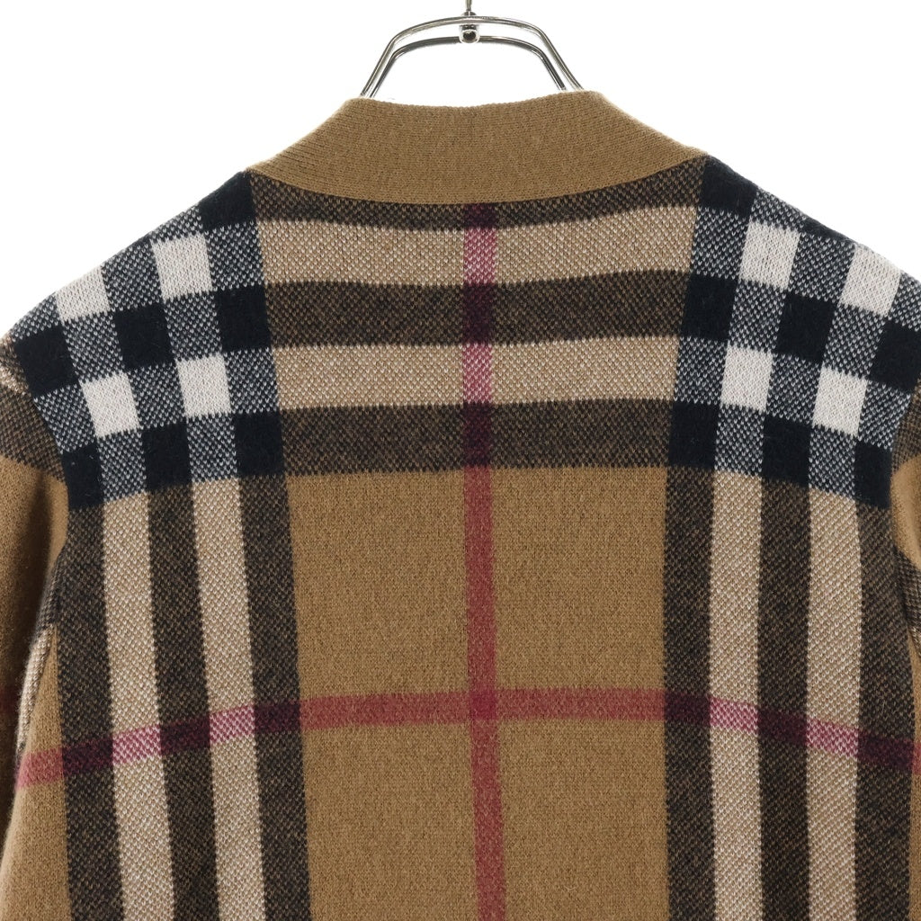 BURBERRY(バーバリー) ウールカシミア ノチェック柄ニットカーディガン ベージュ レディース 8043372