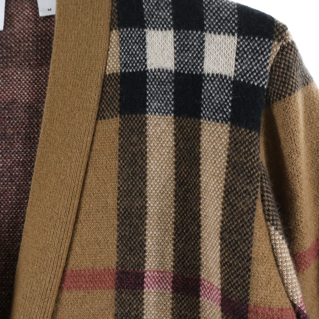 BURBERRY(バーバリー) ウールカシミア ノチェック柄ニットカーディガン ベージュ レディース 8043372