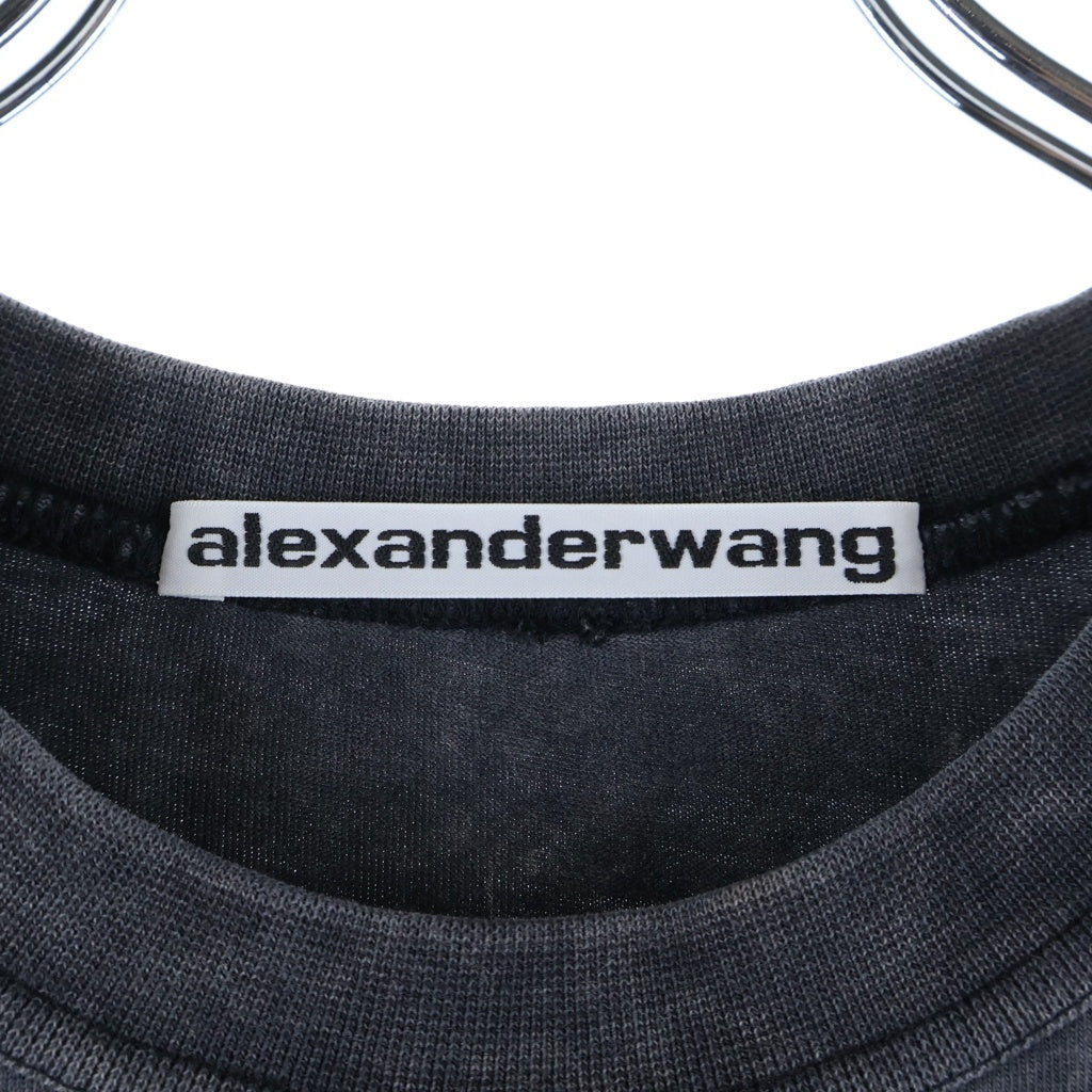 ALEXANDER WANG(アレキサンダーワン) SHORT SLEEVE TEE WITH EMBOSSED LOGO ピグメントダイ エンボスロゴ フロントロゴ 半袖Tシャツ カットソー ブラック UCC1231602