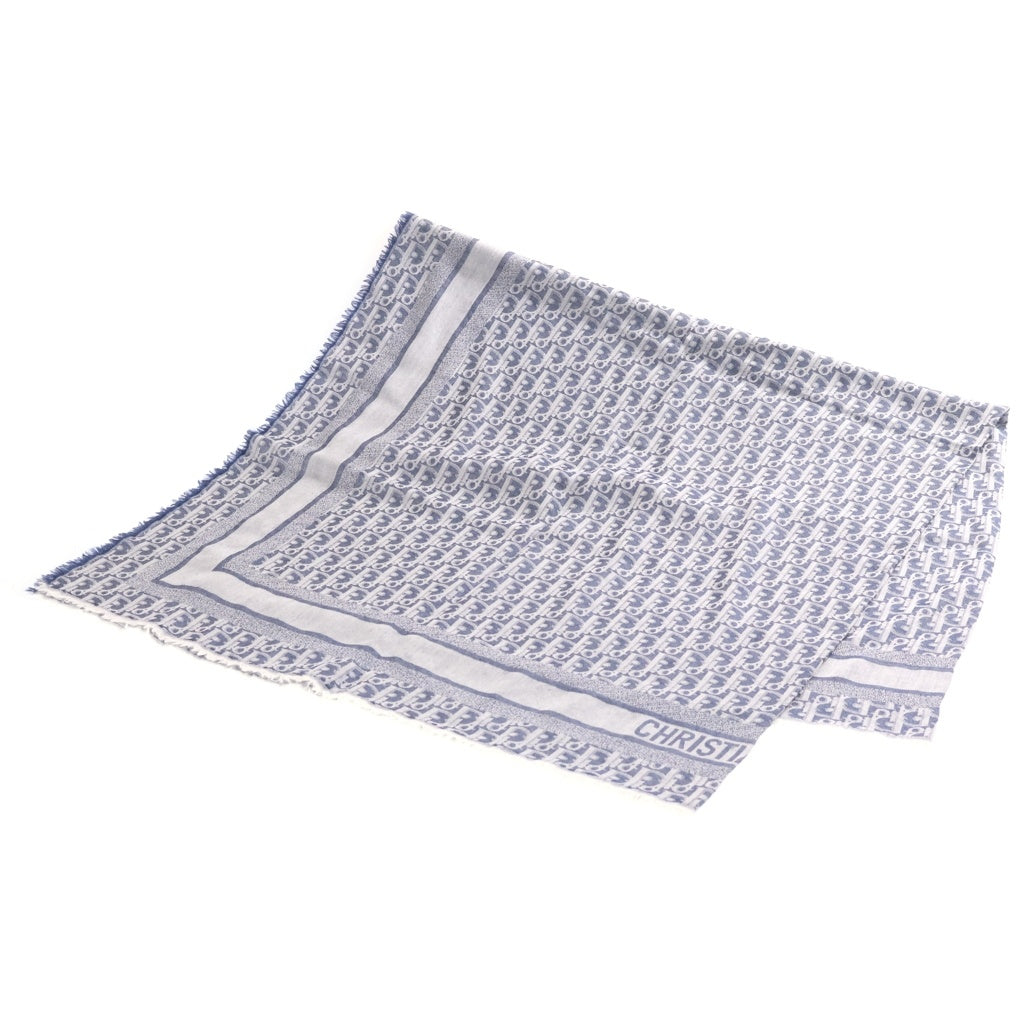 Christian Dior(クリスチャンディオール) Oblique Denim Shawl オブリーク ウールシルクカシミア 15DOB140I162 ストール ブルー レディース