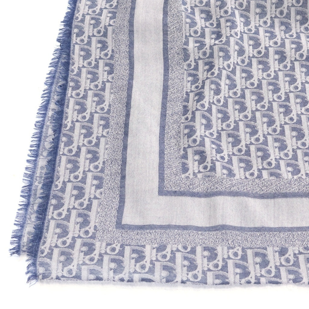 Christian Dior(クリスチャンディオール) Oblique Denim Shawl オブリーク ウールシルクカシミア 15DOB140I162 ストール ブルー レディース