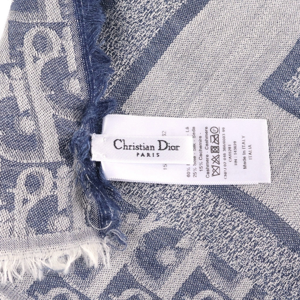 Christian Dior(クリスチャンディオール) Oblique Denim Shawl オブリーク ウールシルクカシミア 15DOB140I162 ストール ブルー レディース