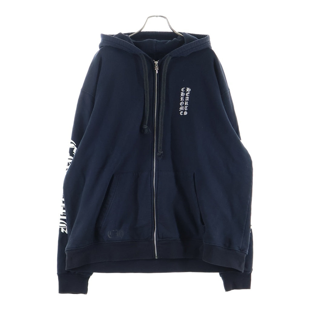 CHROME HEARTS(クロムハーツ) SWTSHRT HD ZIP バーティカルロゴ 裏地サーマル スウェット ジップアップパーカー ブラック