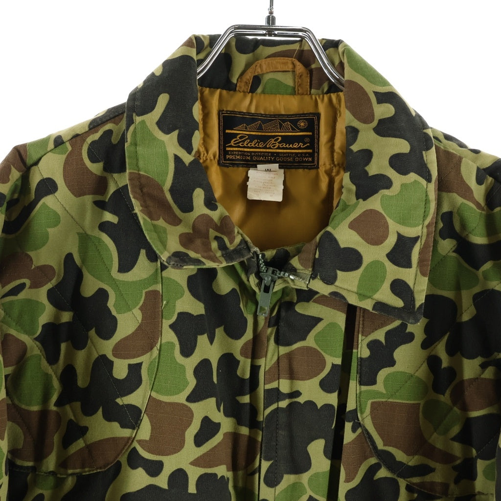 Eddie Bauer(エディバウワー) 80s 黒タグ グースダウン ダックハンター ハンティングポケット ガンポケット ダウンジャケット カーキ