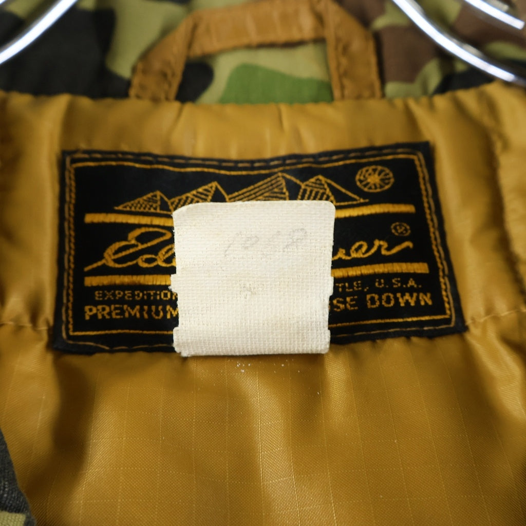 Eddie Bauer(エディバウワー) 80s 黒タグ グースダウン ダックハンター ハンティングポケット ガンポケット ダウンジャケット カーキ
