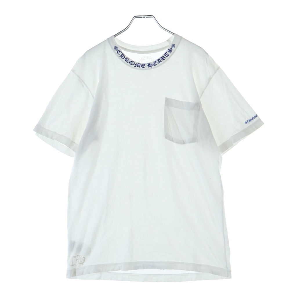 CHROME HEARTS(クロムハーツ) 25SS Neck Logo Neon Blue ネックロゴ クルーネックTシャツ ホワイト