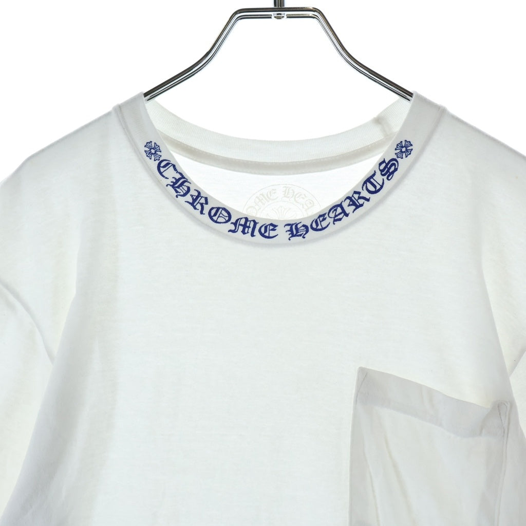 CHROME HEARTS(クロムハーツ) 25SS Neck Logo Neon Blue ネックロゴ クルーネックTシャツ ホワイト