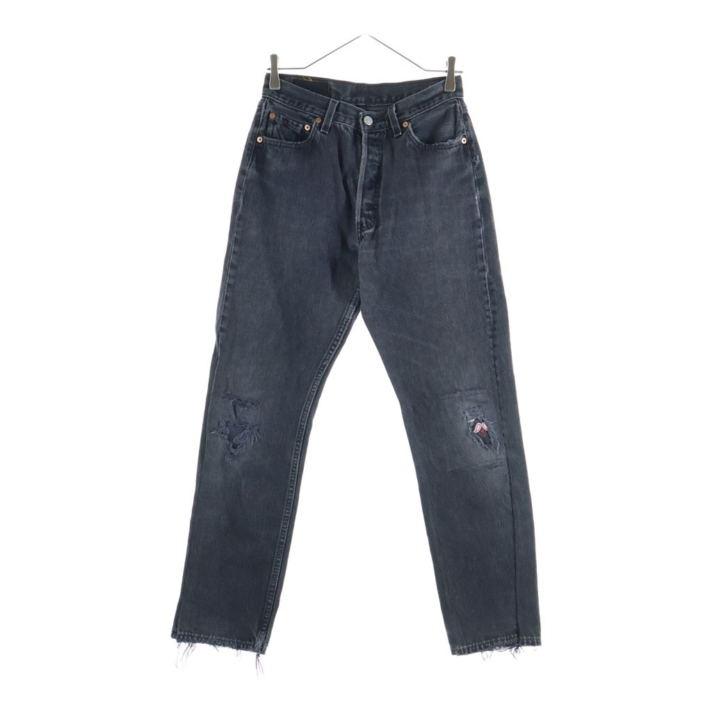 Levi's(リーバイス) 00s USA製 後染め サルファ 501 W30 L30 ストレートデニム ブラック