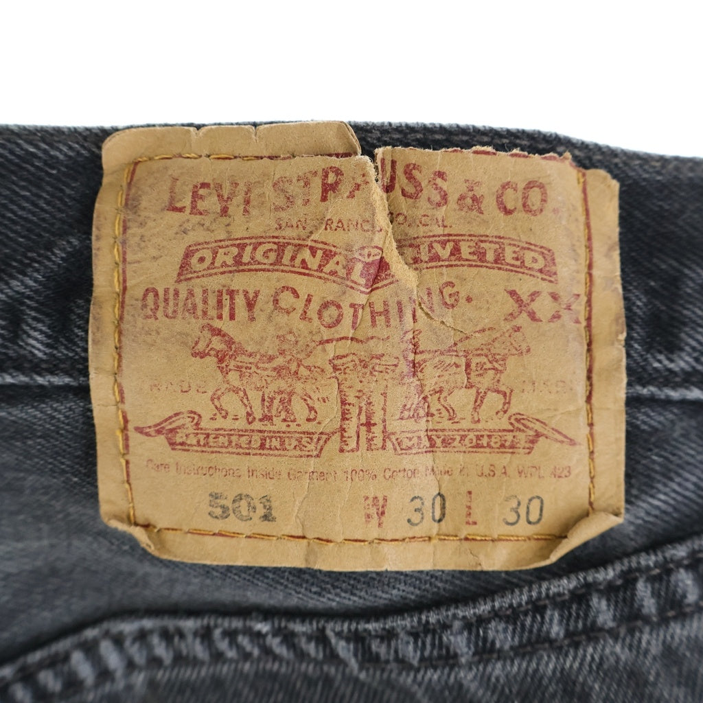 Levi's(リーバイス) 00s USA製 後染め サルファ 501 W30 L30 ストレートデニム ブラック