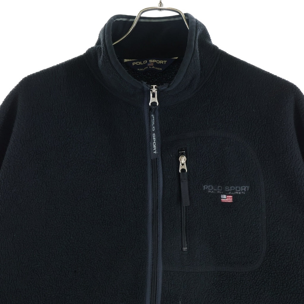 POLO SPORT RALPH LAUREN(ポロスポーツラルフローレン) 90s USA製 胸ロゴ フリースジャケット ブラック