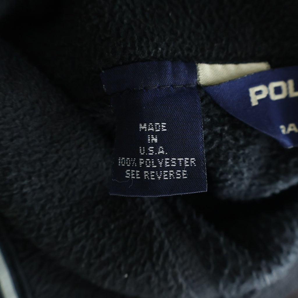 POLO SPORT RALPH LAUREN(ポロスポーツラルフローレン) 90s USA製 胸ロゴ フリースジャケット ブラック