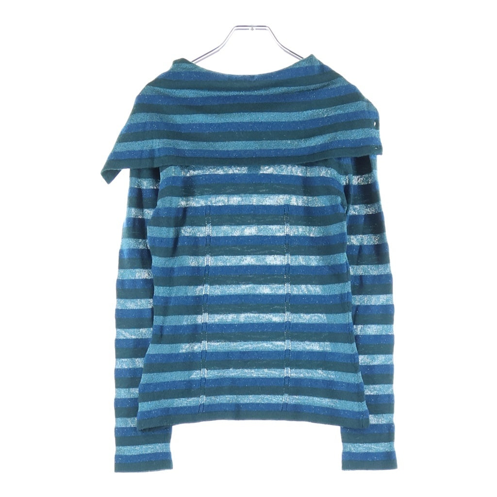 DOLCE & GABBANA(ドルチェアンドガッバーナ) Gradation knit Hoodie グラデーション ハーフボタン ニットパーカー ライトグリーン レディース