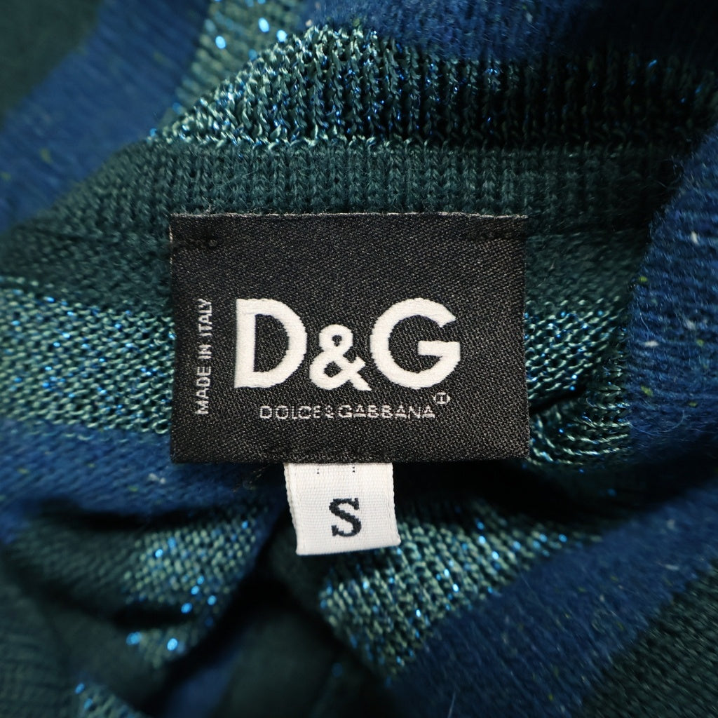 DOLCE & GABBANA(ドルチェアンドガッバーナ) Gradation knit Hoodie グラデーション ハーフボタン ニットパーカー ライトグリーン レディース