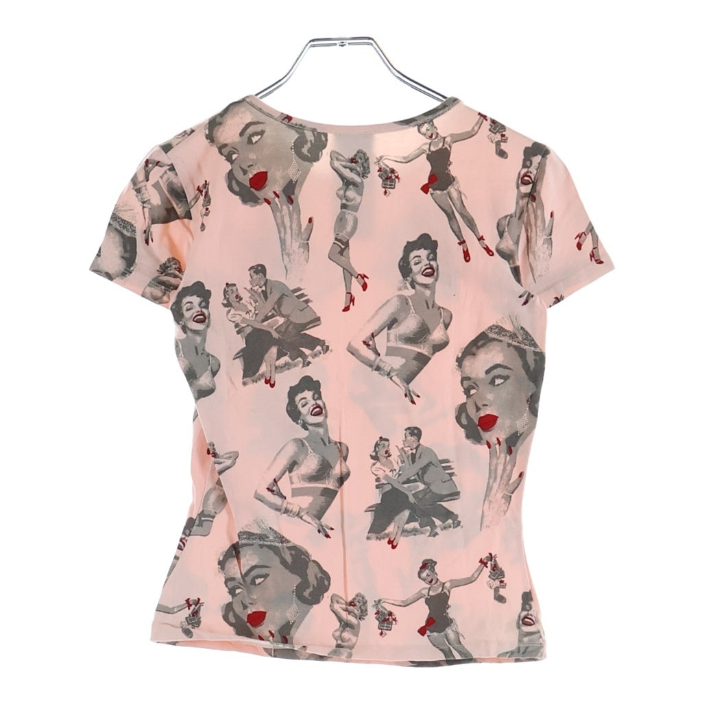 DOLCE & GABBANA(ドルチェアンドガッバーナ) 00S Pinup girl ピンナップガールプリント Tシャツカットソー ピンク レディース