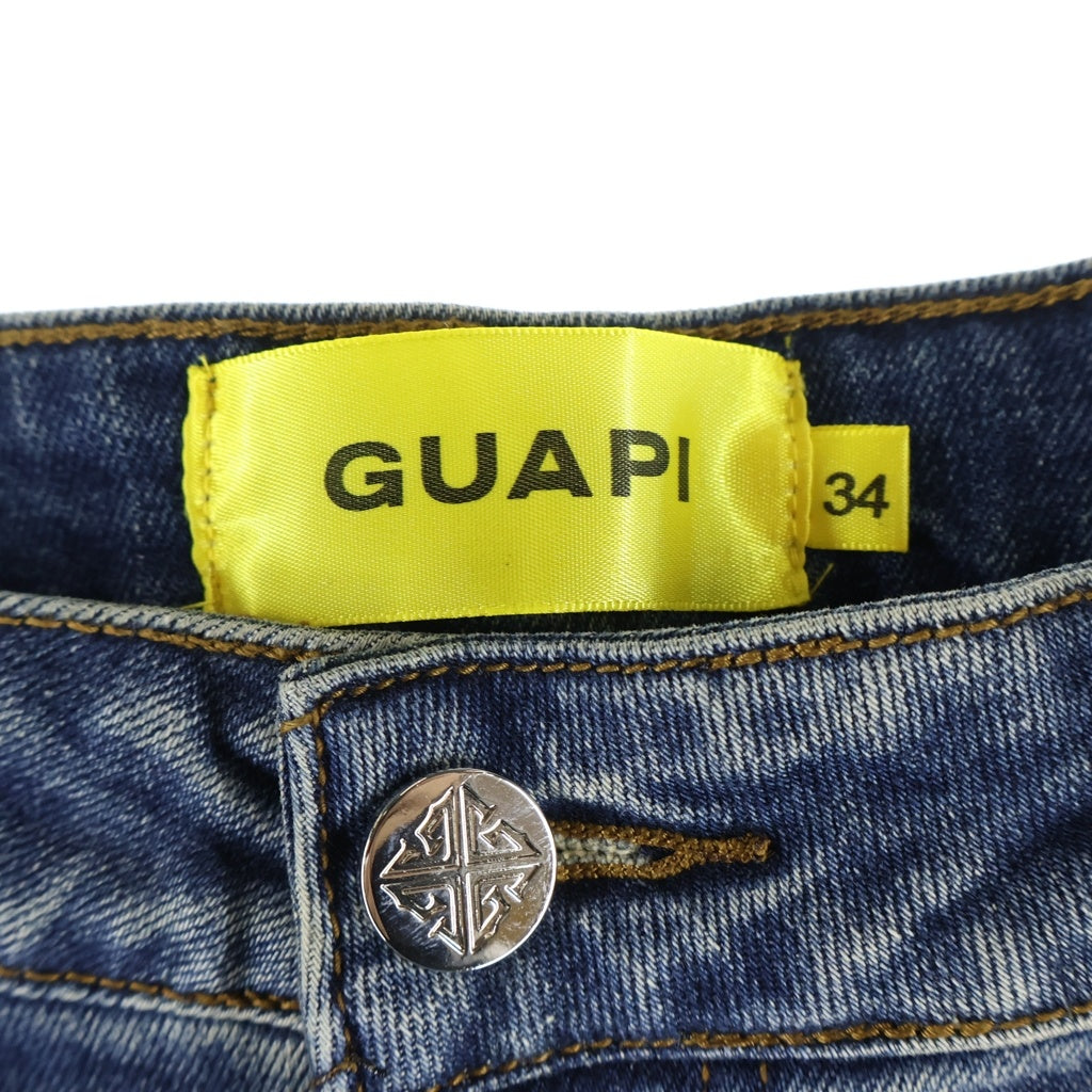 GUAPI(グアピ) ライトストーン ブーツカット フレアデニムパンツ インディゴ