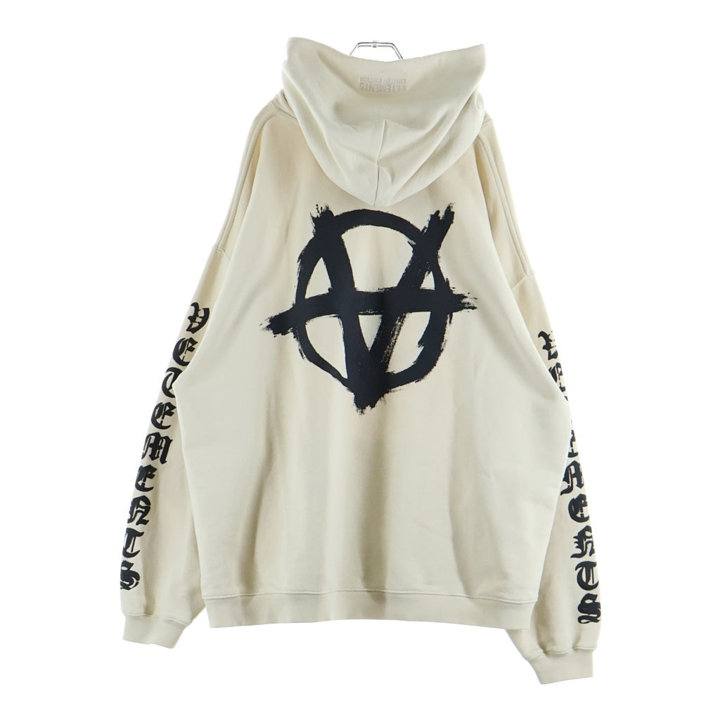 VETEMENTS(ヴェトモン) 21AW DOUBLE ANARCHY LOGO HOODIE ダブルアナーキー ロゴ フーディー プルオーバーパーカー ホワイト UA52TR820W