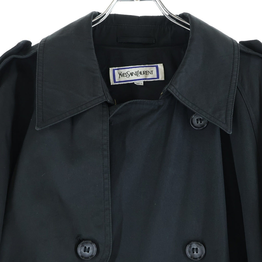 YVES SAINT LAURENT(イヴサンローラン) 80s ダブルブレスト トレンチ コート ブラック