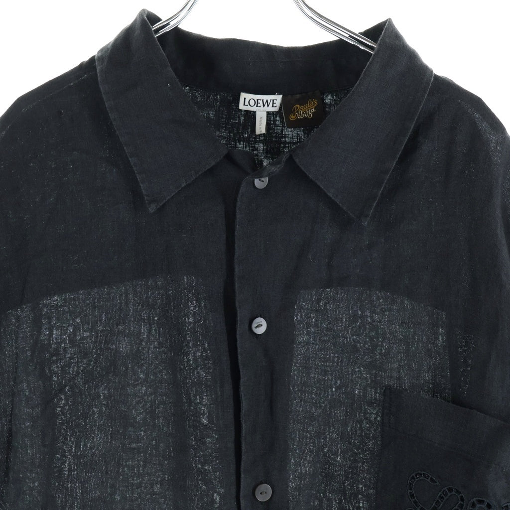 LOEWE(ロエベ) ANAGRAM POCKET SHIRT アナグラム ポケット リネン長袖シャツ ブラック H616Y05X63