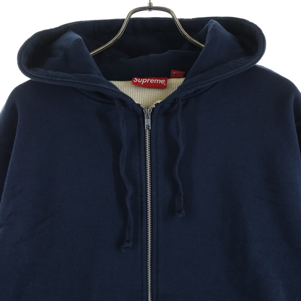 SUPREME(シュプリーム) 18AW Thermal Zip Up Sweatshirt 裏地サーマル フードロゴ ジップアップパーカー ネイビー
