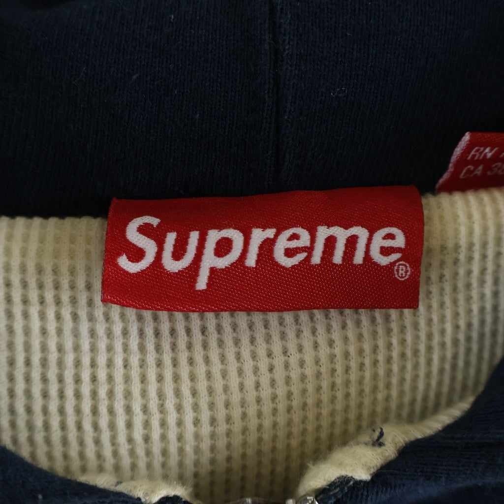 SUPREME(シュプリーム) 18AW Thermal Zip Up Sweatshirt 裏地サーマル フードロゴ ジップアップパーカー ネイビー