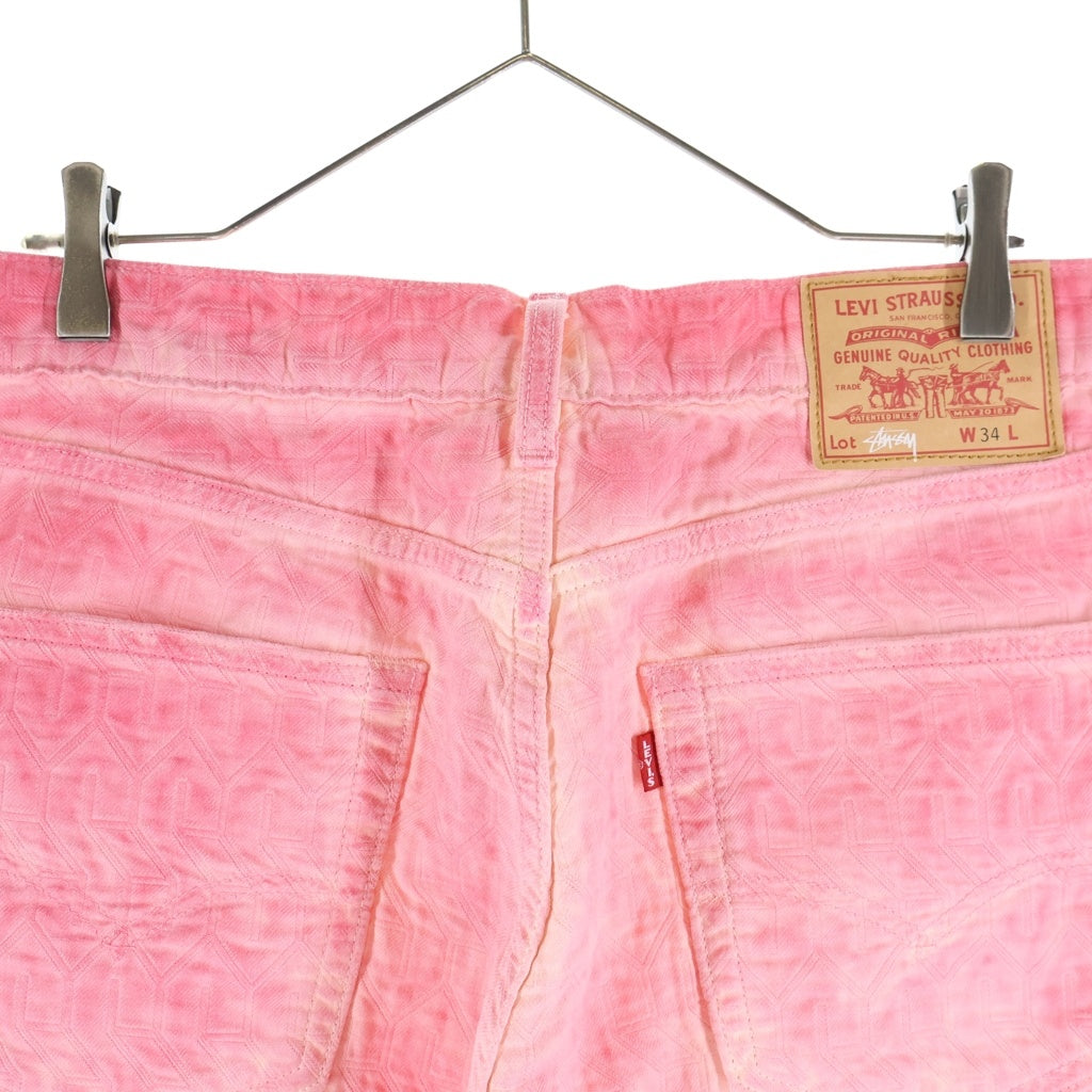 STUSSY(ステューシー) ×Levi's 総柄 ストレート デニムパンツ ピンク PC9-A5219-0000