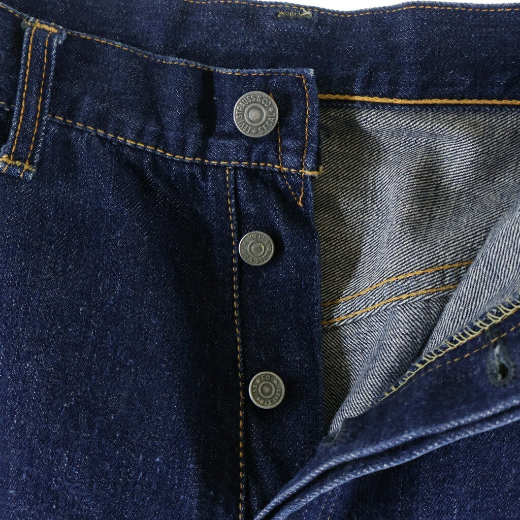 Levi's(リーバイス) VINTAGE 50s 501XX レザーパッチ 残り ビーフジャーキー 両面 大文字リベット センターフープ フラット隠しリベット デニムパンツ インディゴ