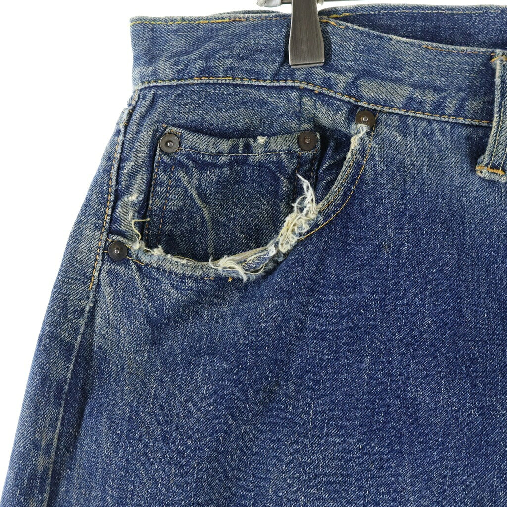 Levi's(リーバイス) VINTAGE 50s 501XX レザーパッチ 推定両面期 大文字リベット センターフープ 通常R フラット隠しリベット デニムパンツ インディゴ
