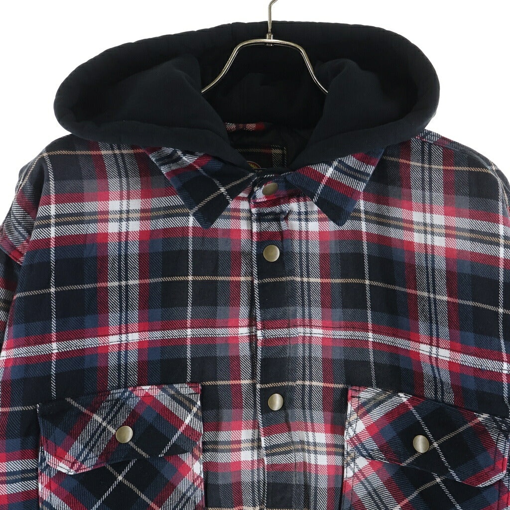 SUPREME(シュプリーム) 25AW ×Dickies Lined Zip Up Hooded Flannel Shirt ×ディッキーズ チェック柄ジップアップフーデッド長袖シャツ レッド