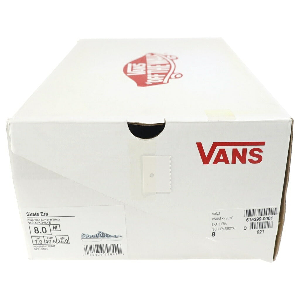 SUPREME(シュプリーム) 21SS ×VANS Monogram S Logo Skate ERA モノグラム スケートエラ VN0A5KRV5YE ローカットスニーカー US8/26cm ブルー