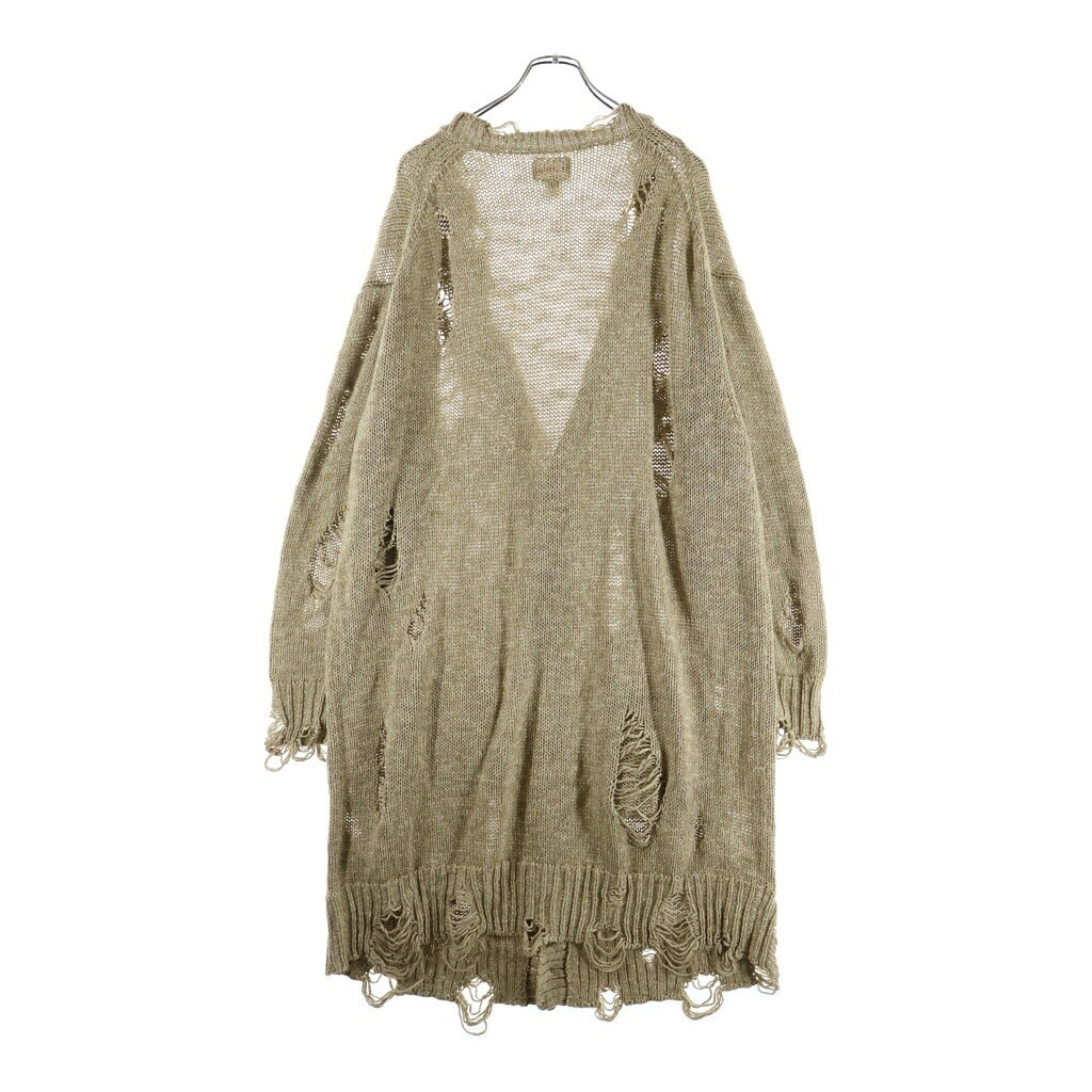 KAMIYA(カミヤ) 26AW Damaged Low Gauge Long Cardigan ダメージドローゲージカーディガン G17CD077 ロングカーディガン ベージュ