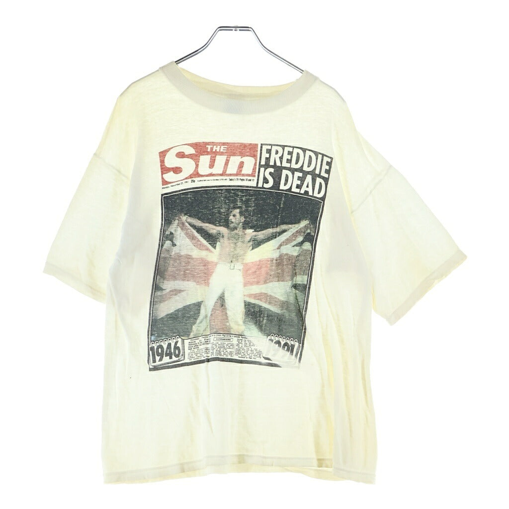 VINTAGE(ヴィンテージ) 90s THE SUN FREDDIE IS DEAD 追悼 Freddie Mercury フレディーマーキュリー クルーネックTシャツ ホワイト