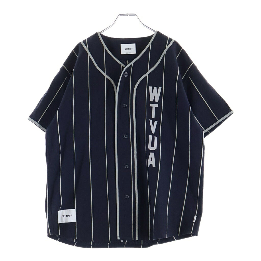 WTAPS(ダブルタップス) 25SS LEAGUE/SS/COTTON 251ATDT-CSM26 ベースボールシャツ ストライプ ネイビー